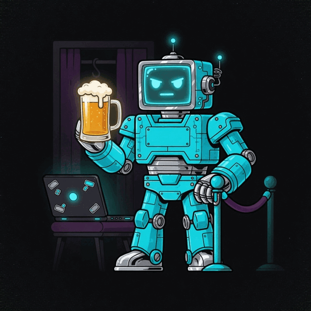 IRC bouncer holding a beer